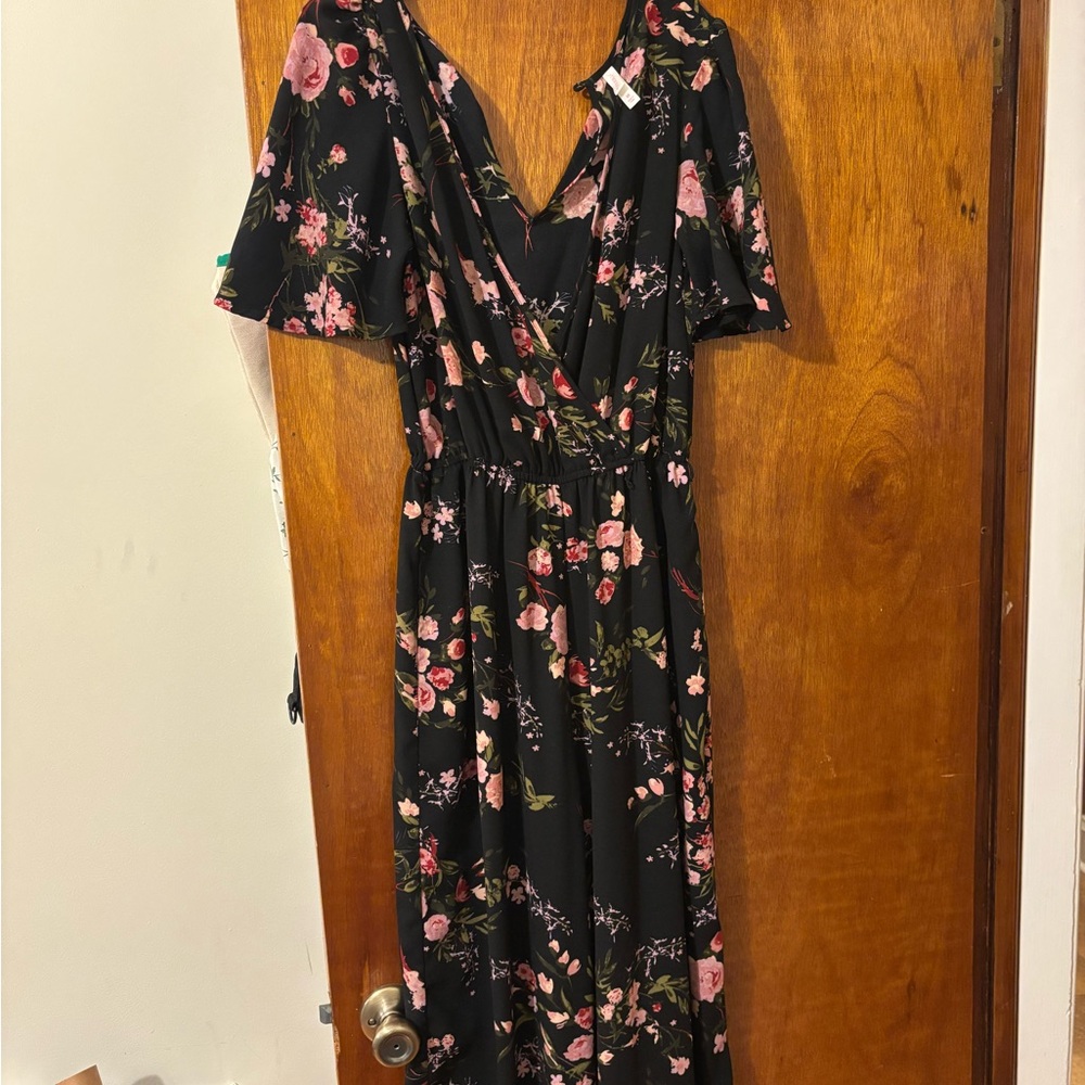 Xhilaration Black and Pink Floral romper